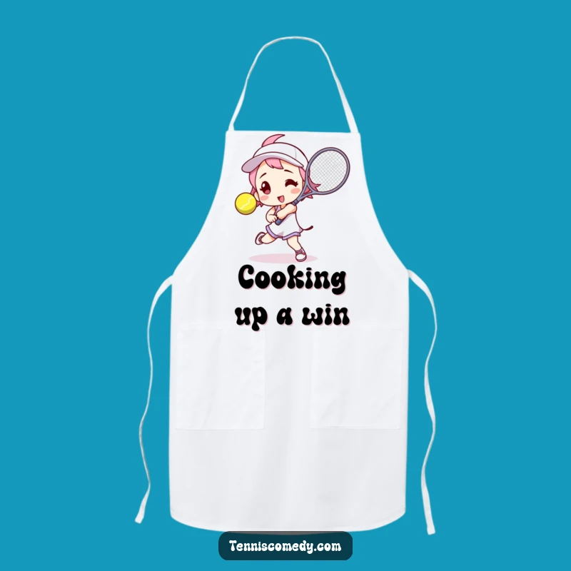 Funny Tennis Player Apron: Action Pose for a Humorous Kitchen Gift