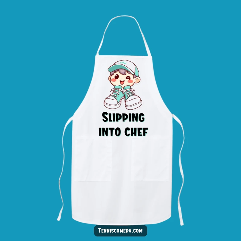 Funny Kawaii Shoe Character Apron: Grin Chef Style - Humorous Kitchen Gift!