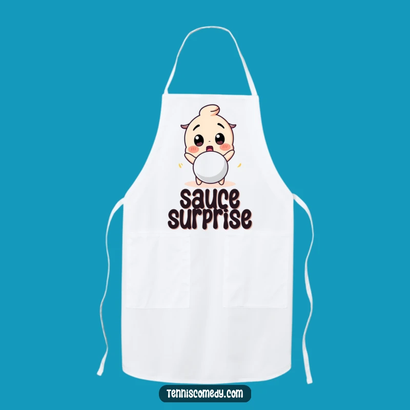 Funny Surprised Tennis Ball Character Apron - Hilarious Kitchen Gear