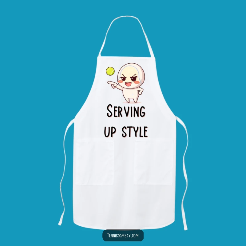 Funny Tennis Kitchen Ace Apron: Mischievous Grin for Food Fun
