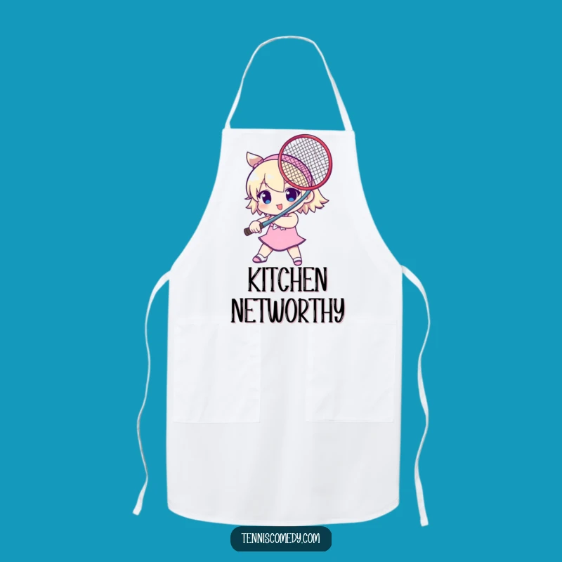 Funny Tennis Sword Character Apron - Playful Kitchen Gear for Tennis Lovers