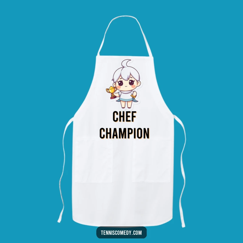 Funny Tiny Trophy Tennis Character Apron - Champion Kitchen Gear