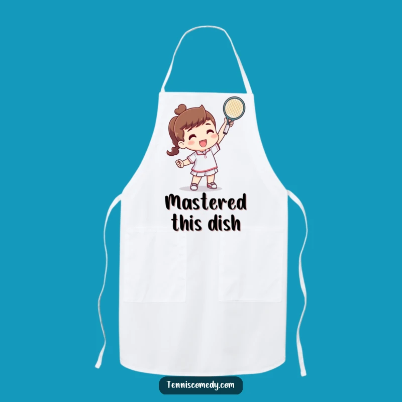 Funny Tennis Victory Apron: Cook with Tiny Racquet Champion's Triumphant Spirit