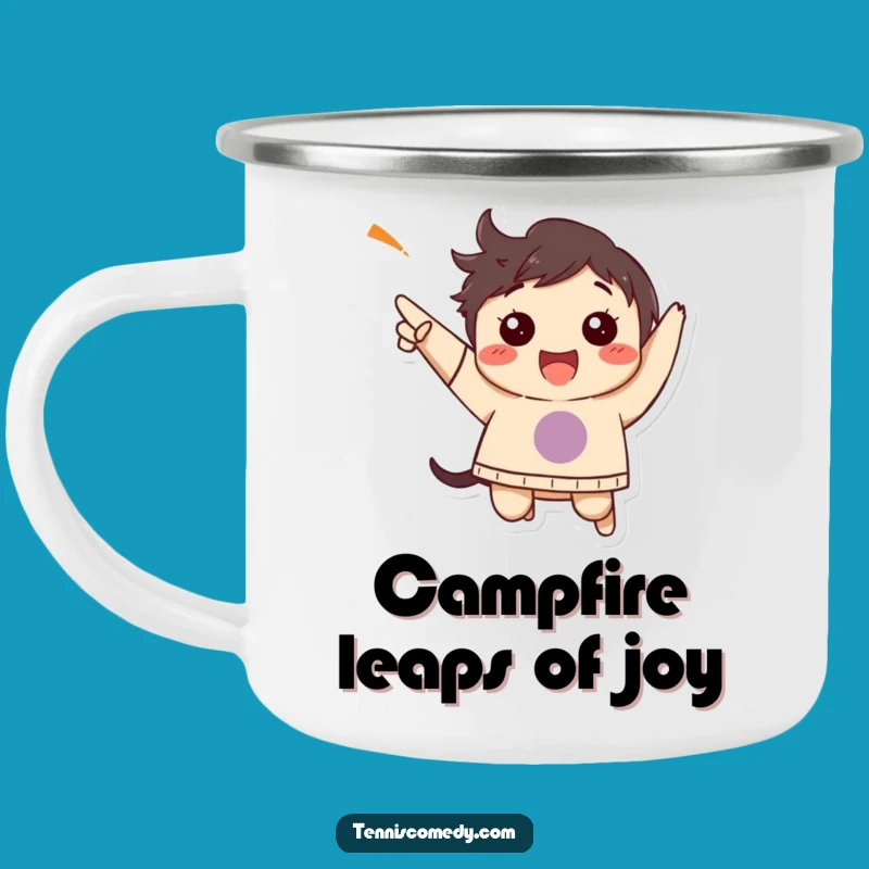 Funny Victory Jump Camping Mug: Outdoor Celebration Drinkware, Fun Gift