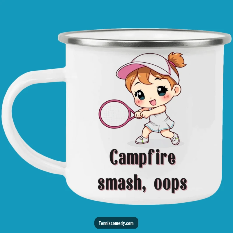 Funny Tennis Smash Camping Mug - Cute Character Outdoor Sports Gift