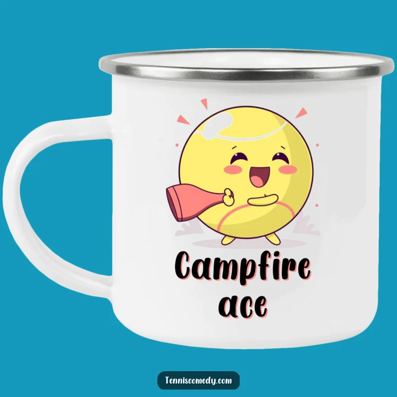 Funny Kawaii Tennis Camping Mug: Glee Hit, Giant Ball Outdoors, Perfect Funny Gift
