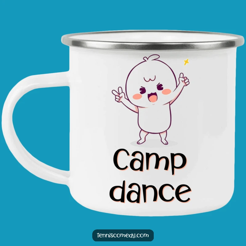 Funny Kawaii Tennis Camping Mug: Silly Dance Outdoors, Perfect Funny Gift