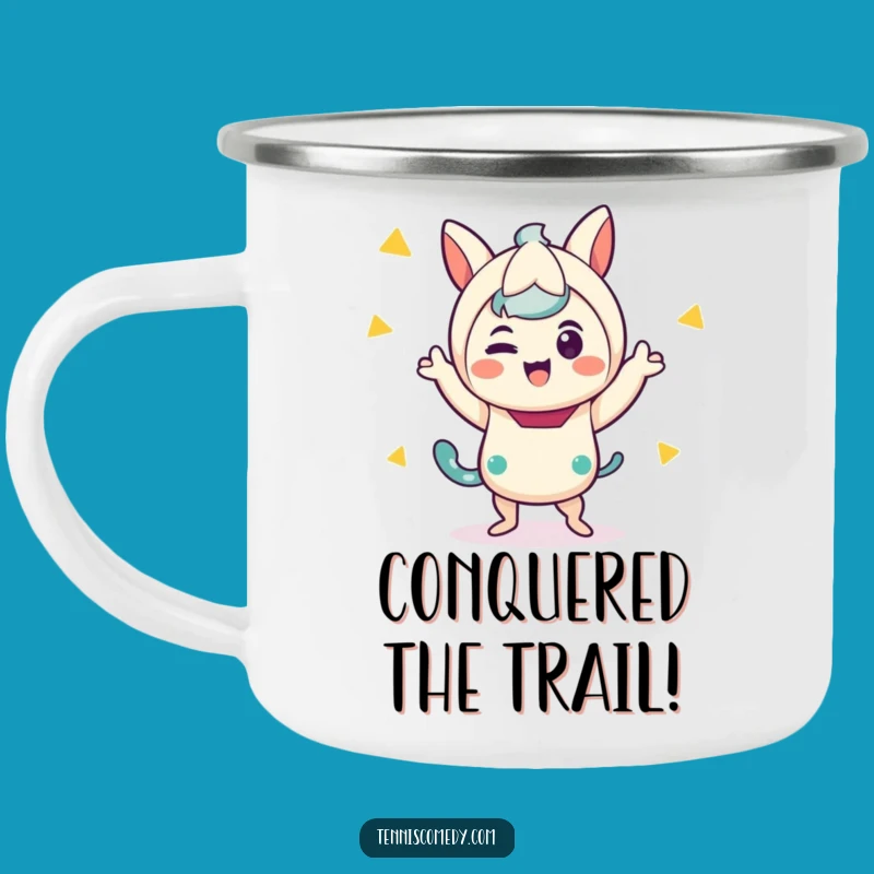 Funny Kawaii Victory Dance Camping Mug - Adventure Fuel & Smiles!
