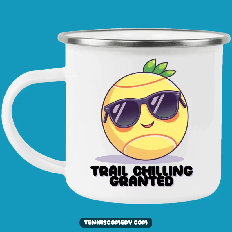 Funny Tennis Ball Sunglasses Camping Mug - Adventure Ready Humor Gift