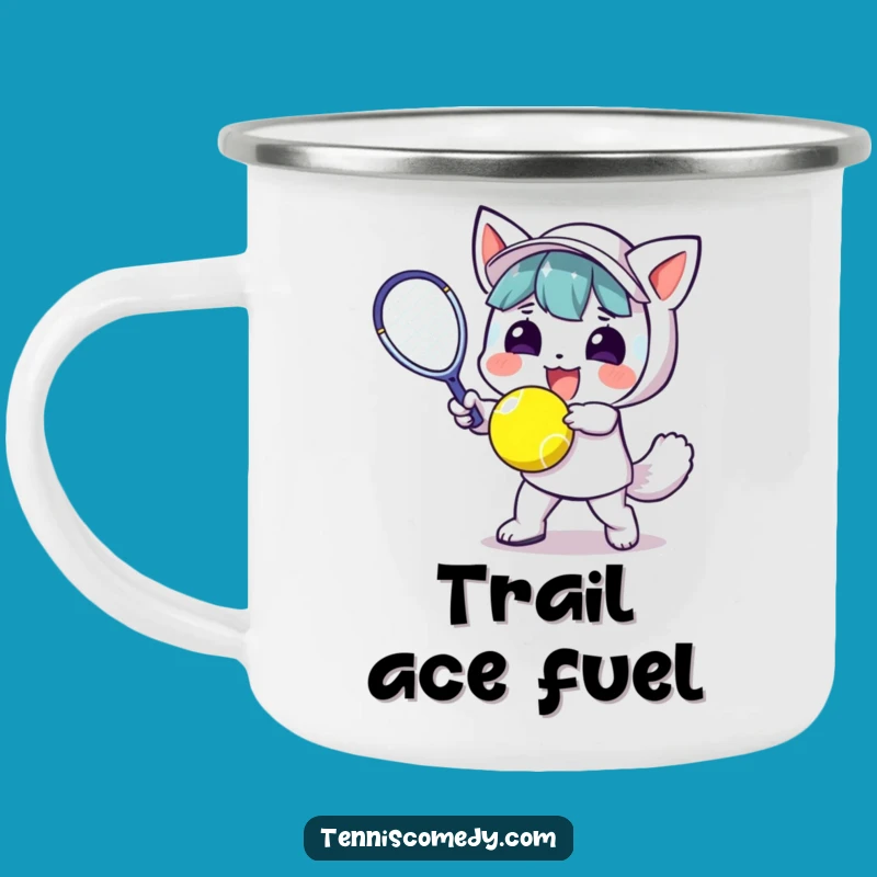 Funny Kawaii Tennis Enthusiast Camping Mug: Rugged Gift for Outdoors