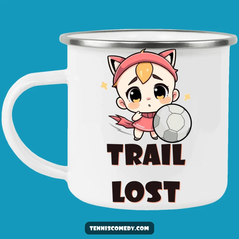 Funny Confused Tennis Ball Character Camping Mug - Bewildered Outdoor Gear