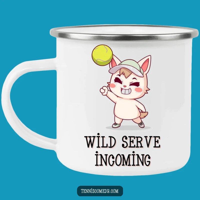 Funny Tennis Serve Camping Mug - Determined Player Adventure, Rugged Gift