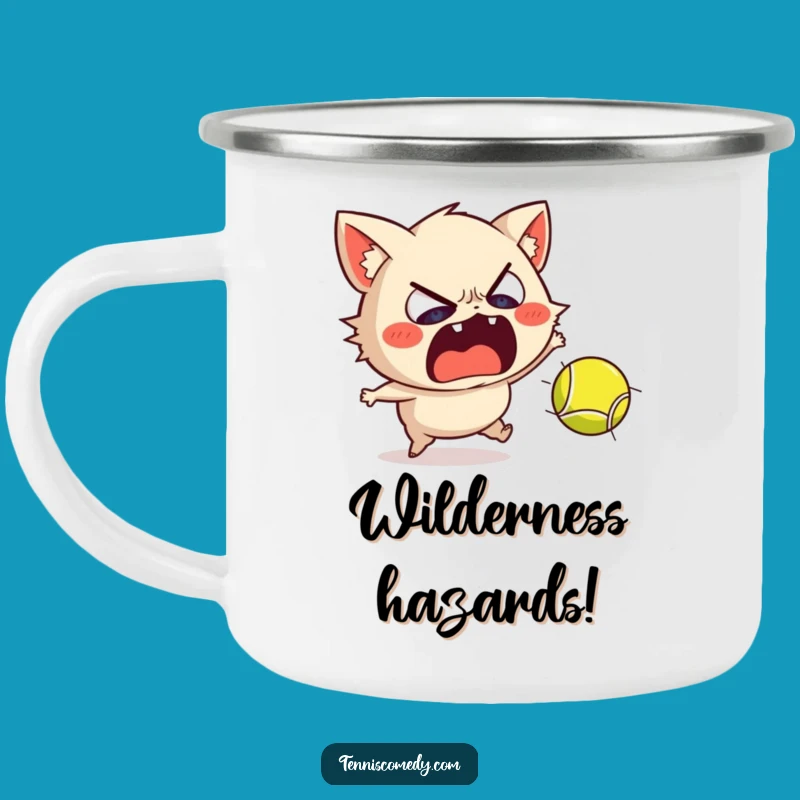 Durable Funny Scared Tennis Camping Mug: Hilarious Outdoor Reactions!