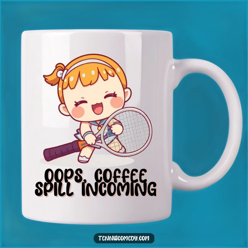 Funny Kawaii Tennis Fail Mug: Hilarious Gag Gift for Klutzy Players