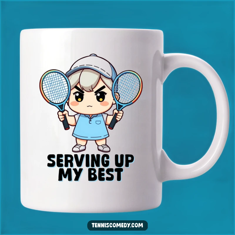 Funny Kawaii Tennis Player Mug - Determined Character Gift for Racquet Lovers