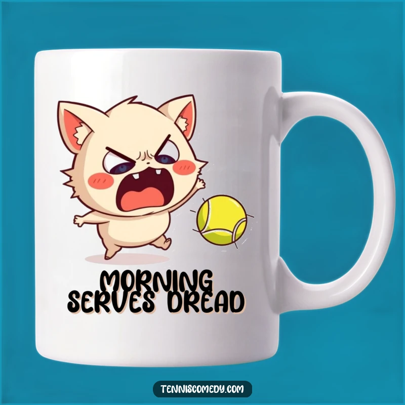 Funny Scared Tennis Player Mug: Hilarious Reaction Staffordshire Gift!