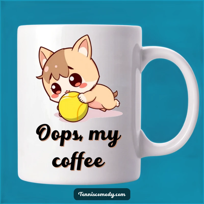 Funny Kawaii Tennis Oops Mug: Tripped Surprise, Perfect Funny Gift