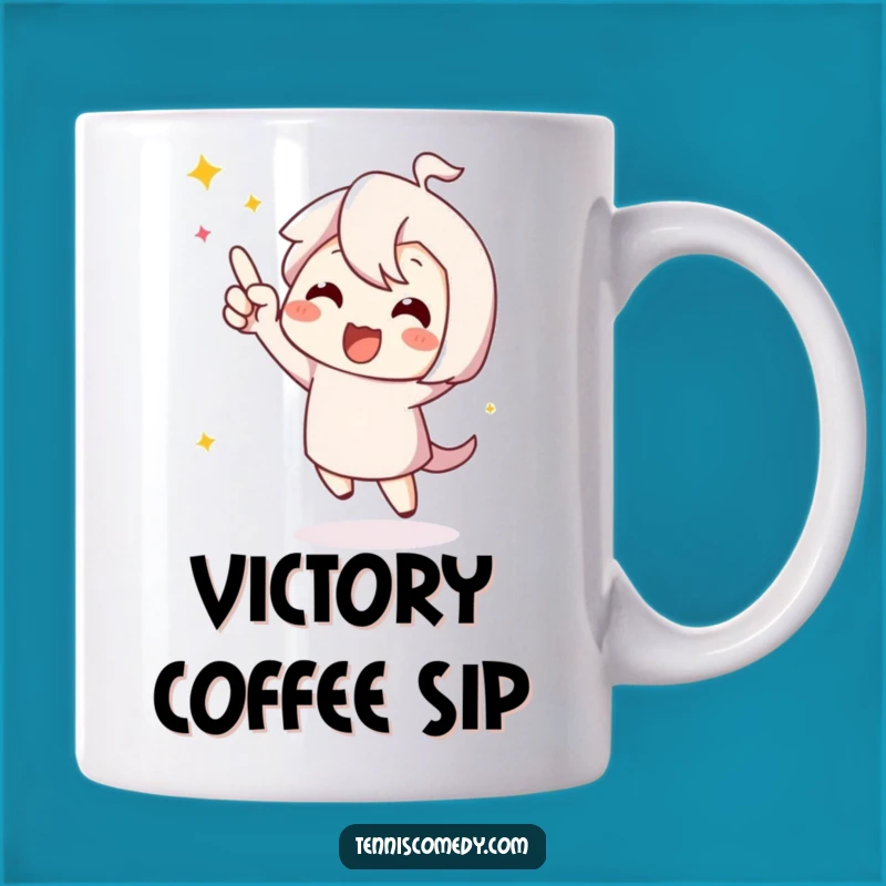 Funny Celebration Pointing Mug - Happy Dancer Character Gift, Perfect Funny Surprise!