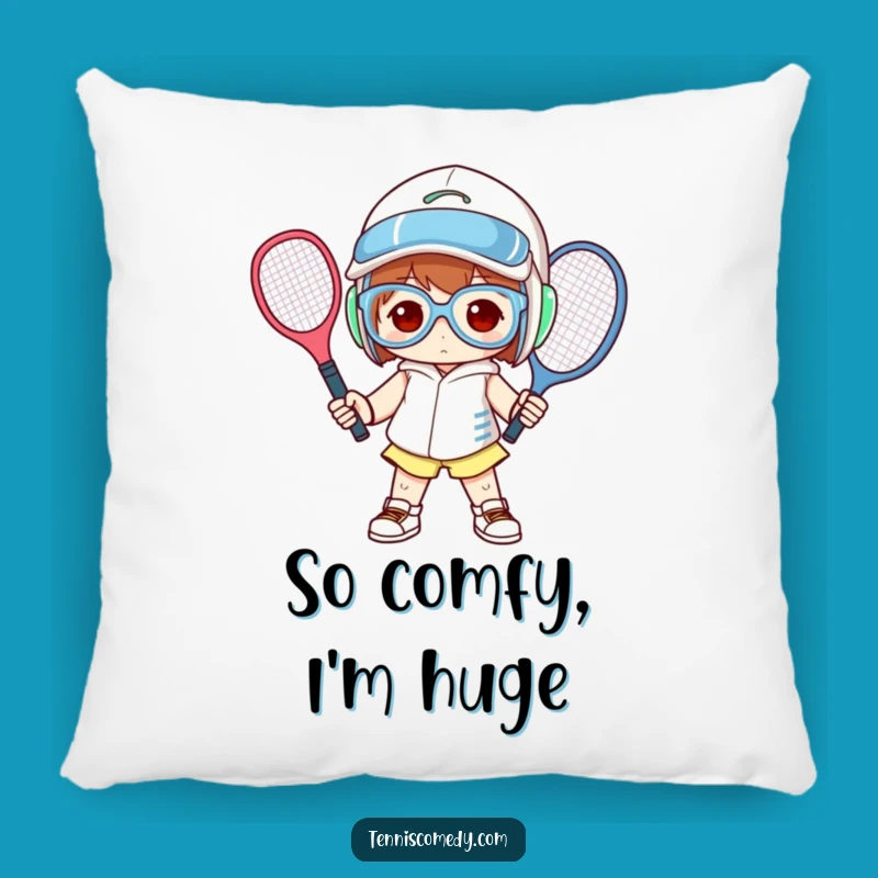 Funny Oversized Tennis Gear Pillow: Comical Athlete Pose Cushion, Cozy Gift