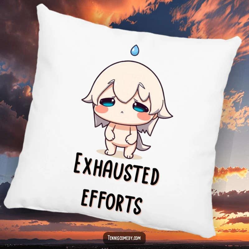 Funny Sweat Drop Pillow featuring a character with a comically large sweat drop, offering comfort and a humorous touch to any sofa or bed.