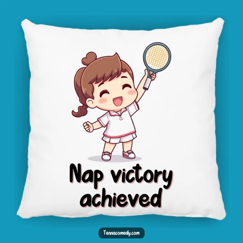 Funny Tennis Victory Pillow: Cozy Up with a Tiny Racquet Champion's Winning Moment