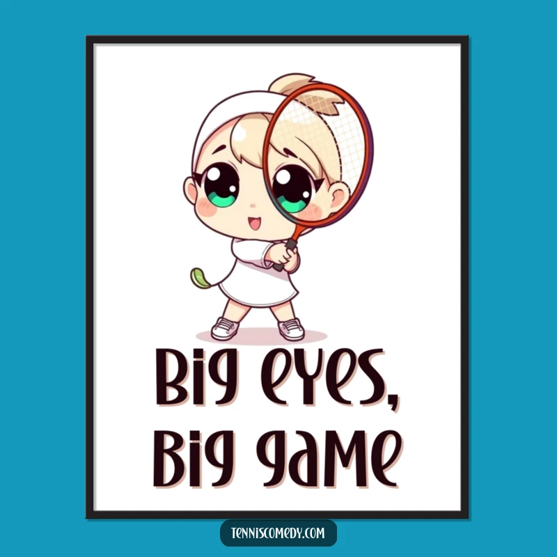 Funny Big Eyes Tennis Player Digital Art Energetic Decor