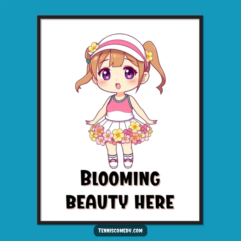 Funny Floral Tennis Skirt Digital Art: Instant Garden Whimsy, Downloadable Print