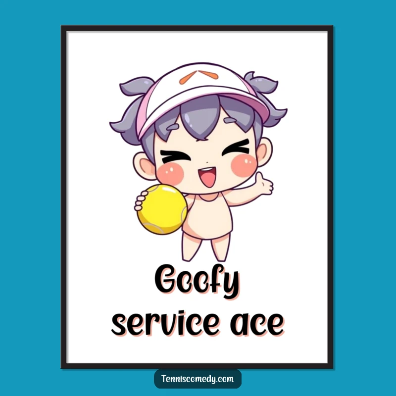 Funny Goofy Tennis Serve Digital Art Print - Winking Character Decor Gift