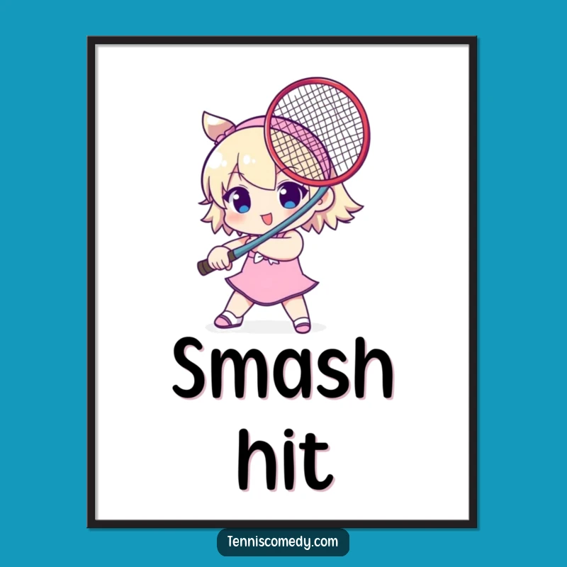 Funny Tennis Sword Character Digital Art - Playful & Vibrant Print for Tennis Fans