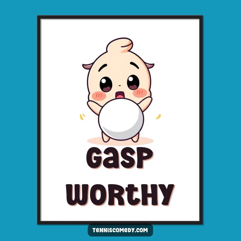 Funny Surprised Tennis Ball Character Digital Art - Humorous Wall Decor