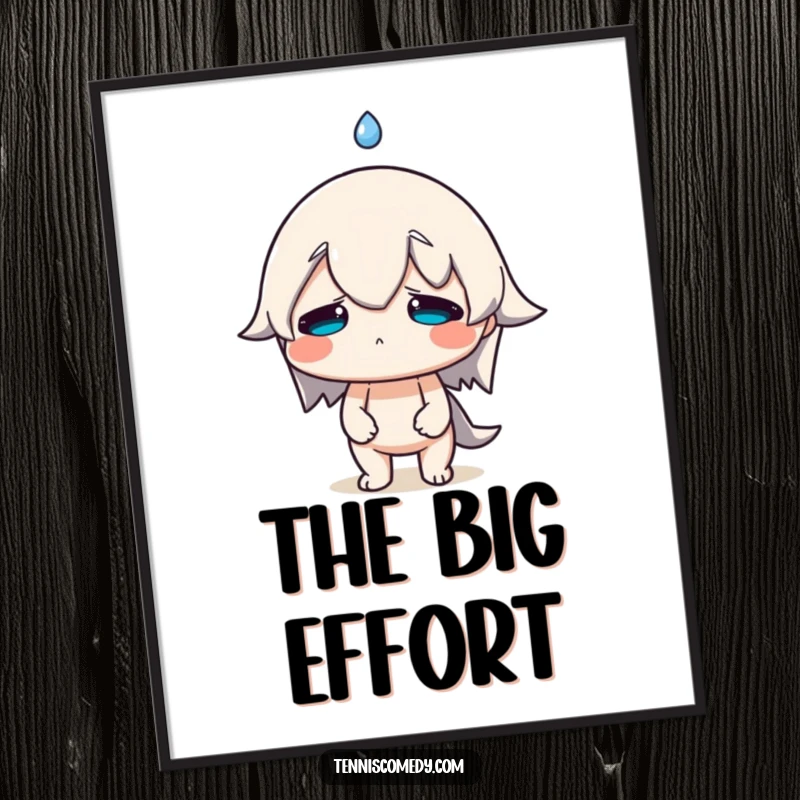 Funny Sweat Drop Digital Art Print featuring a character with a comically large sweat drop, ready to bring relatable humor to your walls.