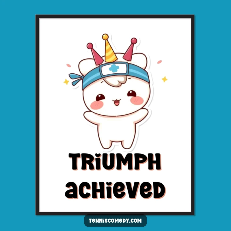 Funny Kawaii Tennis Digital Art: Sweatband Celebration, Instant Funny Gift