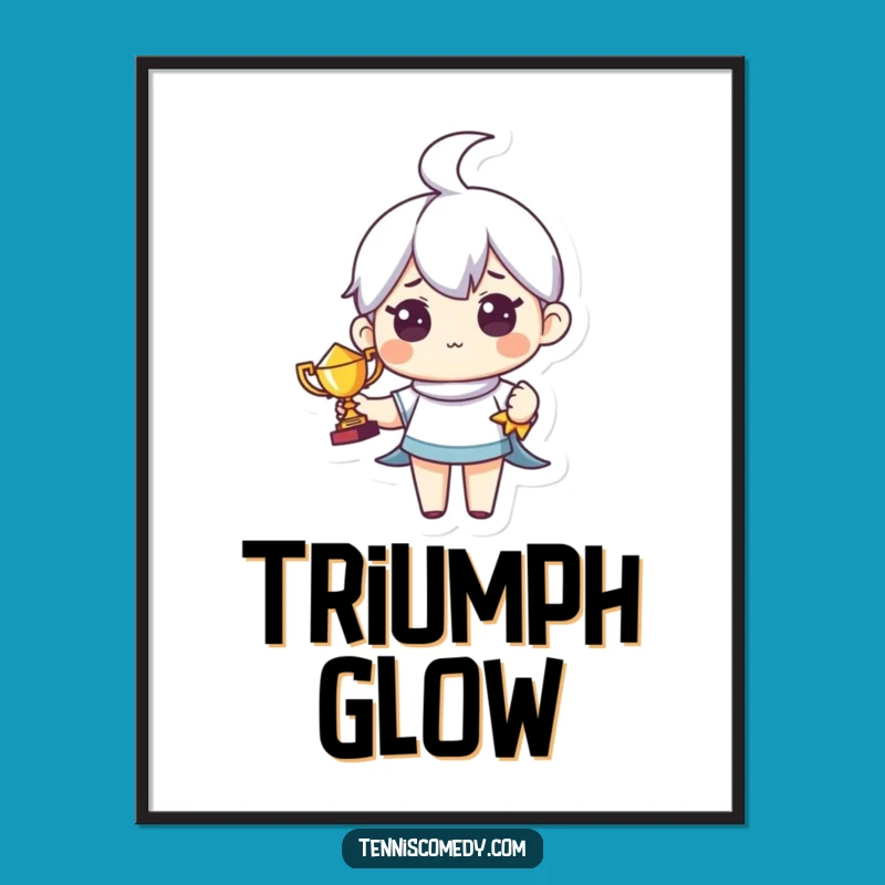 Funny Tiny Trophy Tennis Character Digital Art - Proud Winner Wall Decor