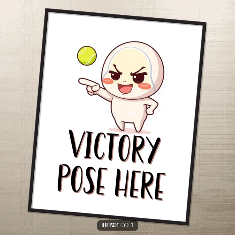 Funny digital art print, character with mischievous grin and tennis ball, playful wall decor, instant download, humorous art.
