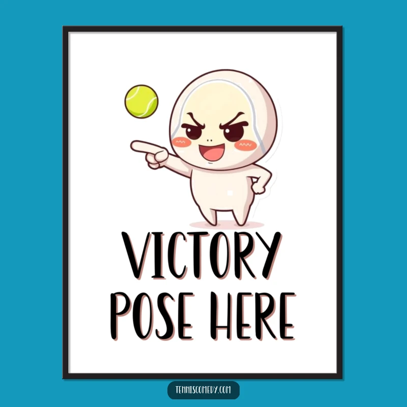 Funny Tennis Wall Art: Mischievous Grin Character Print for Decor