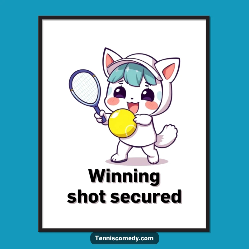 Funny Kawaii Tennis Action Digital Print: Instant Joy for Walls