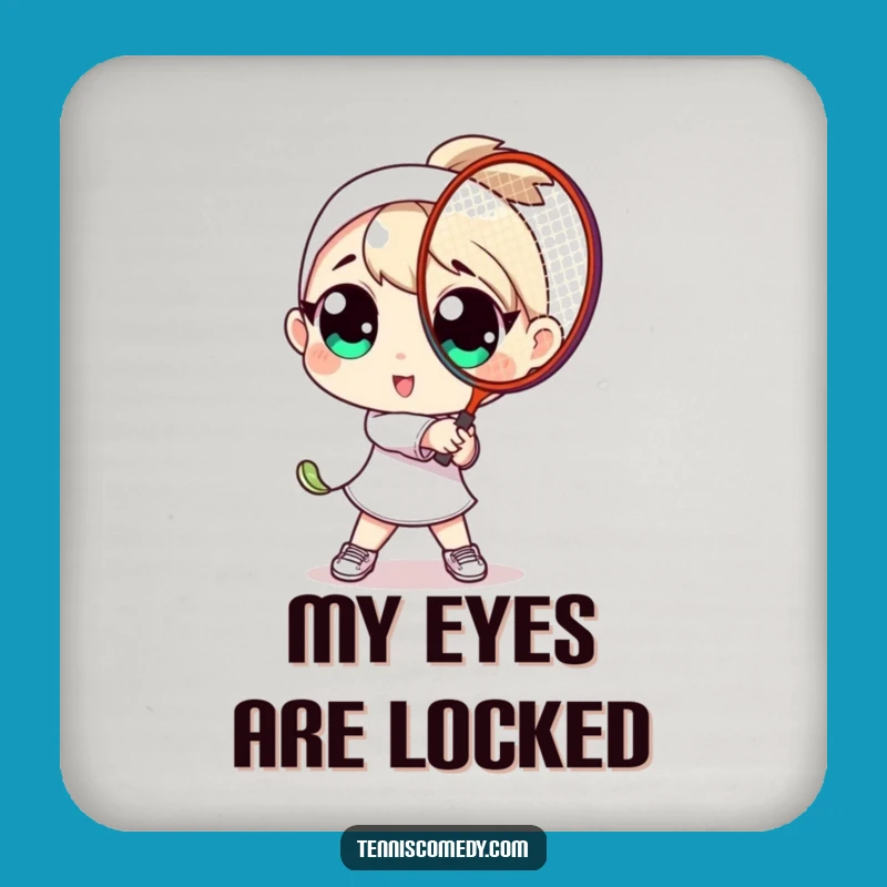 Funny Big Eyes Tennis Player Coaster A Sporty Touch