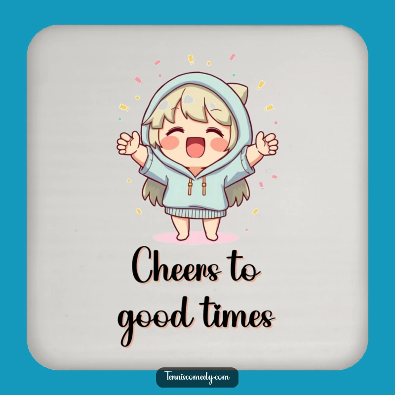 Funny Celebration Drink Coaster: Cheerful Character with Confetti Decor
