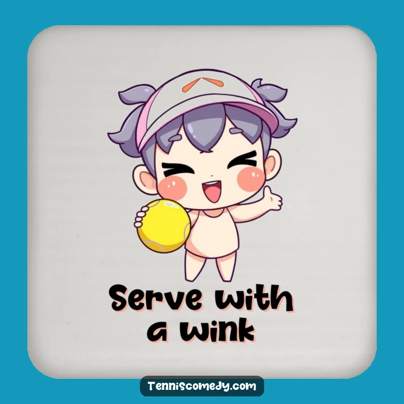 Funny Goofy Tennis Serve Drink Coaster - Winking Character Table Gift