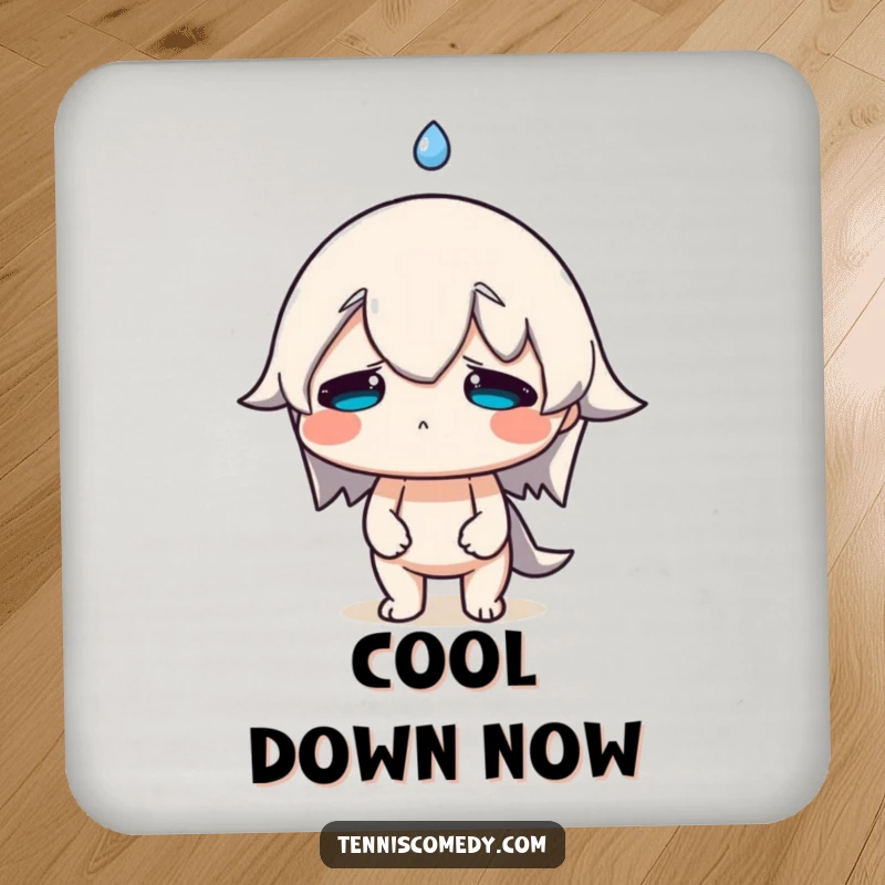 Funny Sweat Drop Coasters showcasing a character with a comically large sweat drop, protecting furniture with humorous realism.