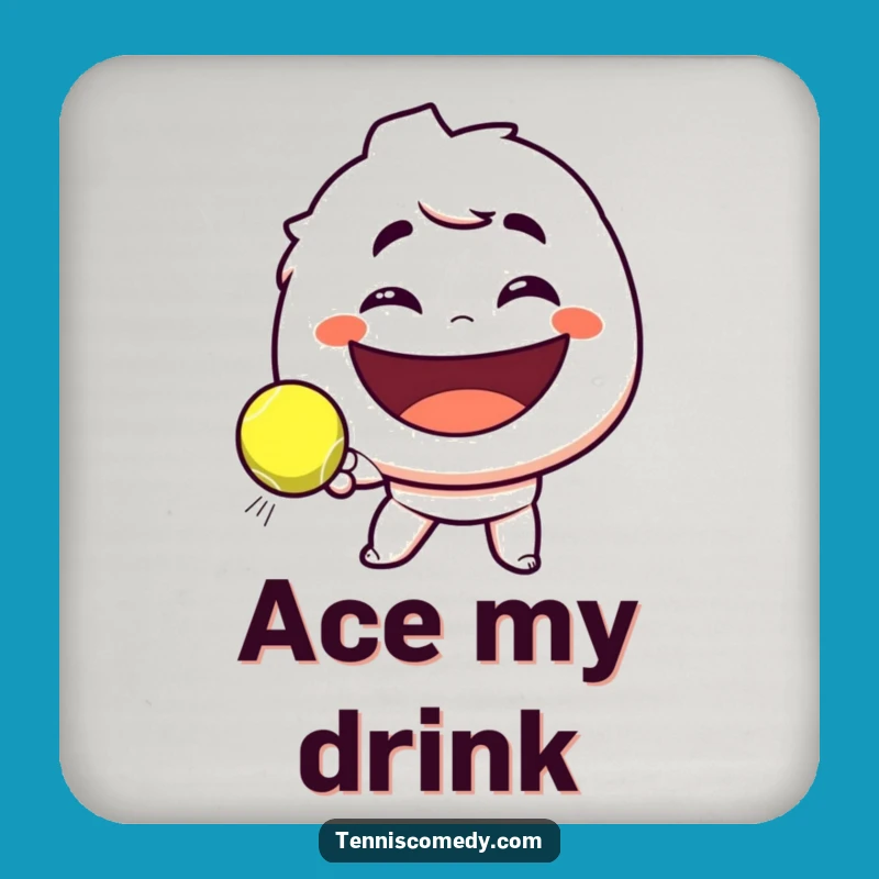 Funny Tennis Smirk Drink Coaster: Protect Surfaces with Playful Character's Hilarious Shot