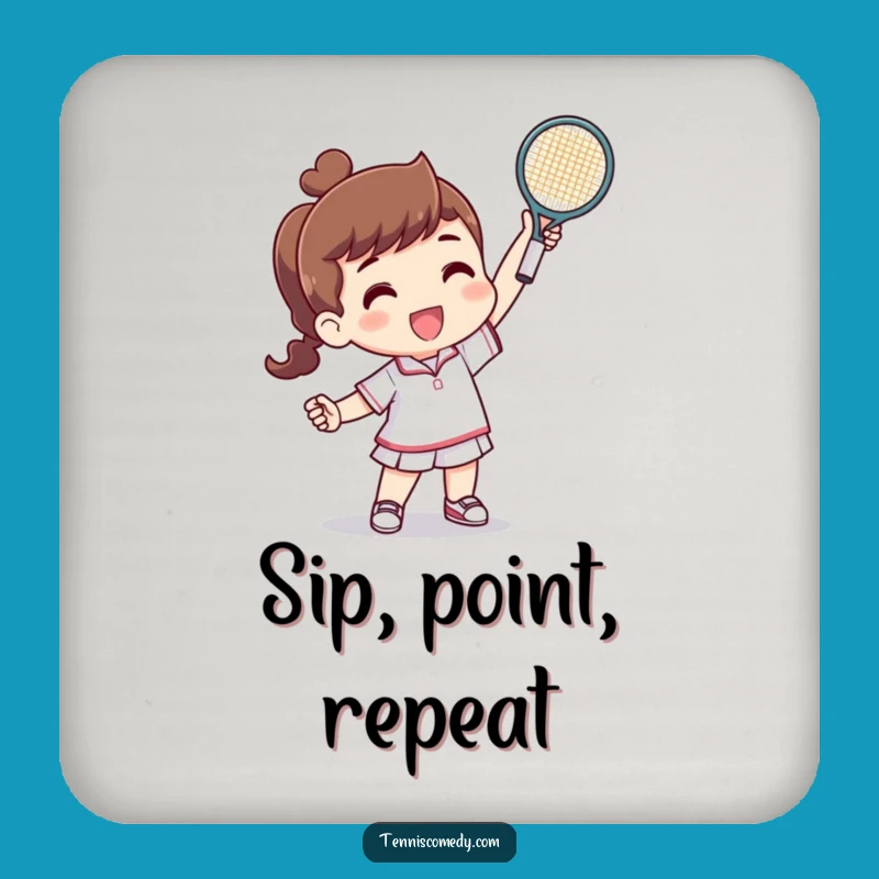 Funny Tennis Victory Drink Coaster: Protect Surfaces with Tiny Racquet Champion's Triumph