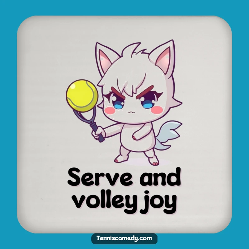 Funny Tennis Serve Coaster: Determined Player with Flair - Protect Surfaces Funny Gift