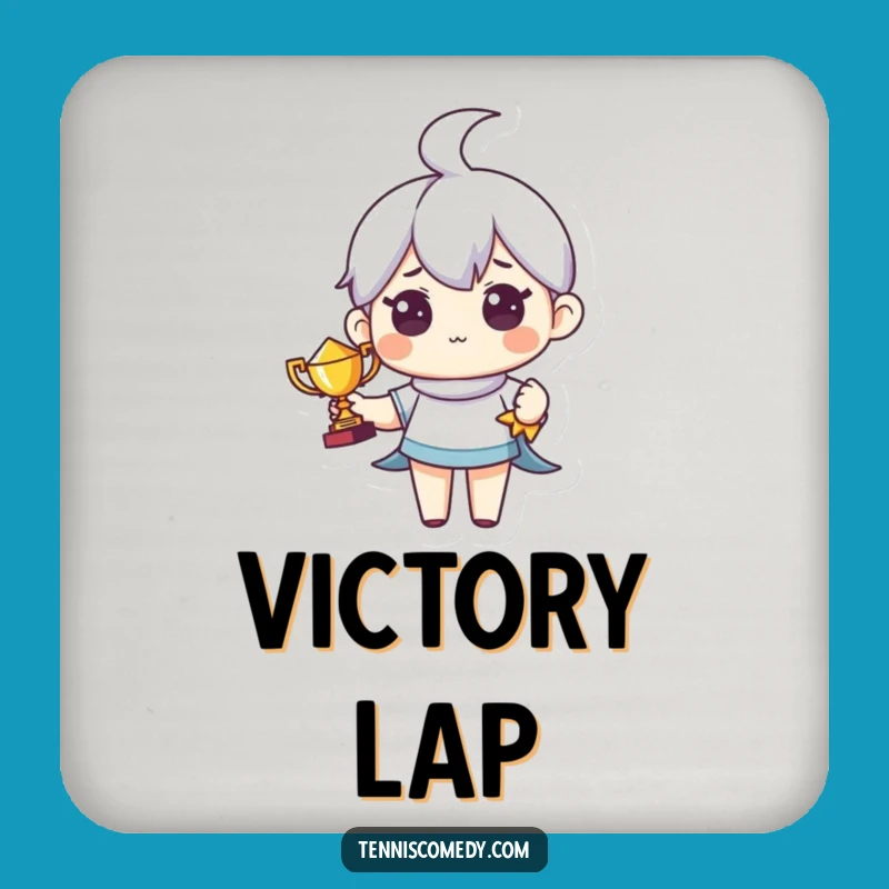 Funny Tiny Trophy Tennis Character Coaster - Proud Tabletop Protection