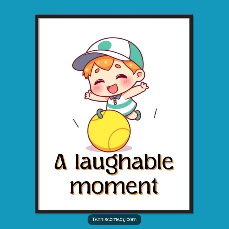 Funny Tripping Tennis Ball Poster - Giggle Character Art Print Gift