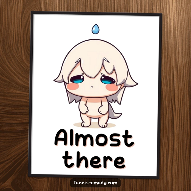 Funny Sweat Drop Poster showing a character with a comically large sweat drop, symbolizing intense effort and relatable stress for wall art.