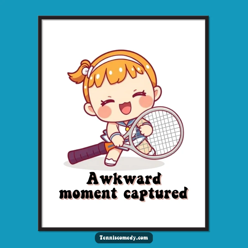 Funny Kawaii Tennis Fail Poster: Amusing Wall Art for Sports Lovers
