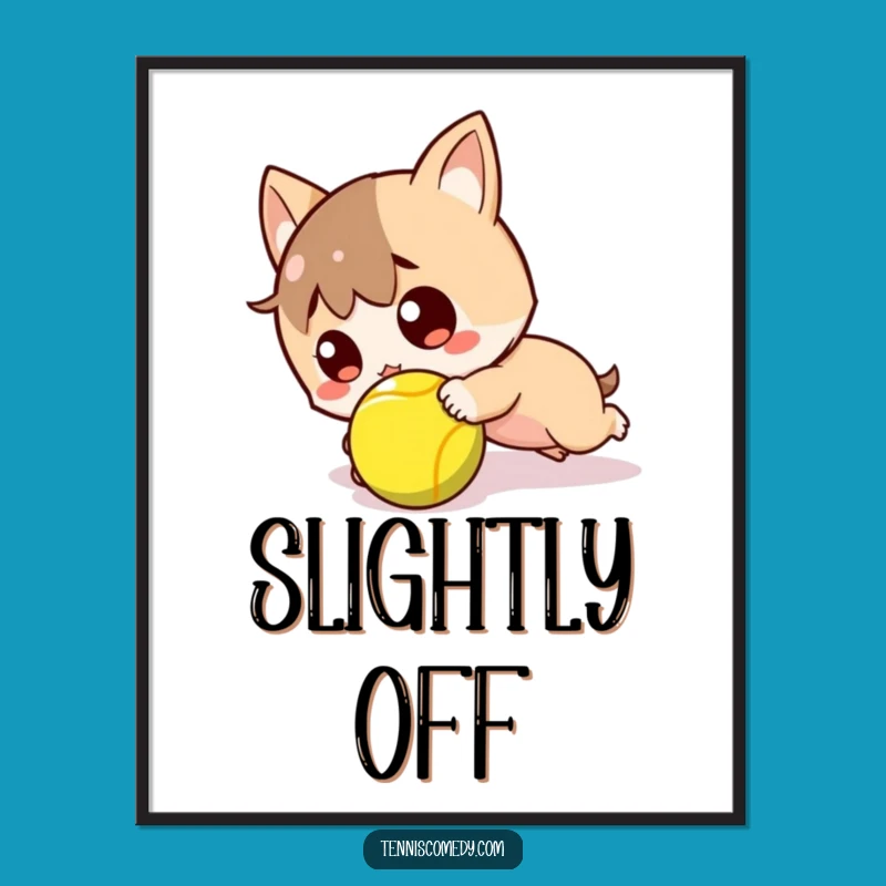 Funny Kawaii Tennis Art Print: Tripped Surprise Whimsy, Unique Funny Gift