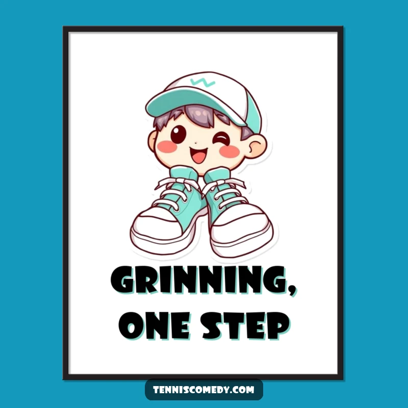 Funny Oversized Shoe Character Poster: Kawaii Grin Art - Humorous Wall Decor Gift!