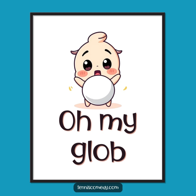 Funny Surprised Tennis Ball Character Poster - Humorous Wall Art for Tennis Fans